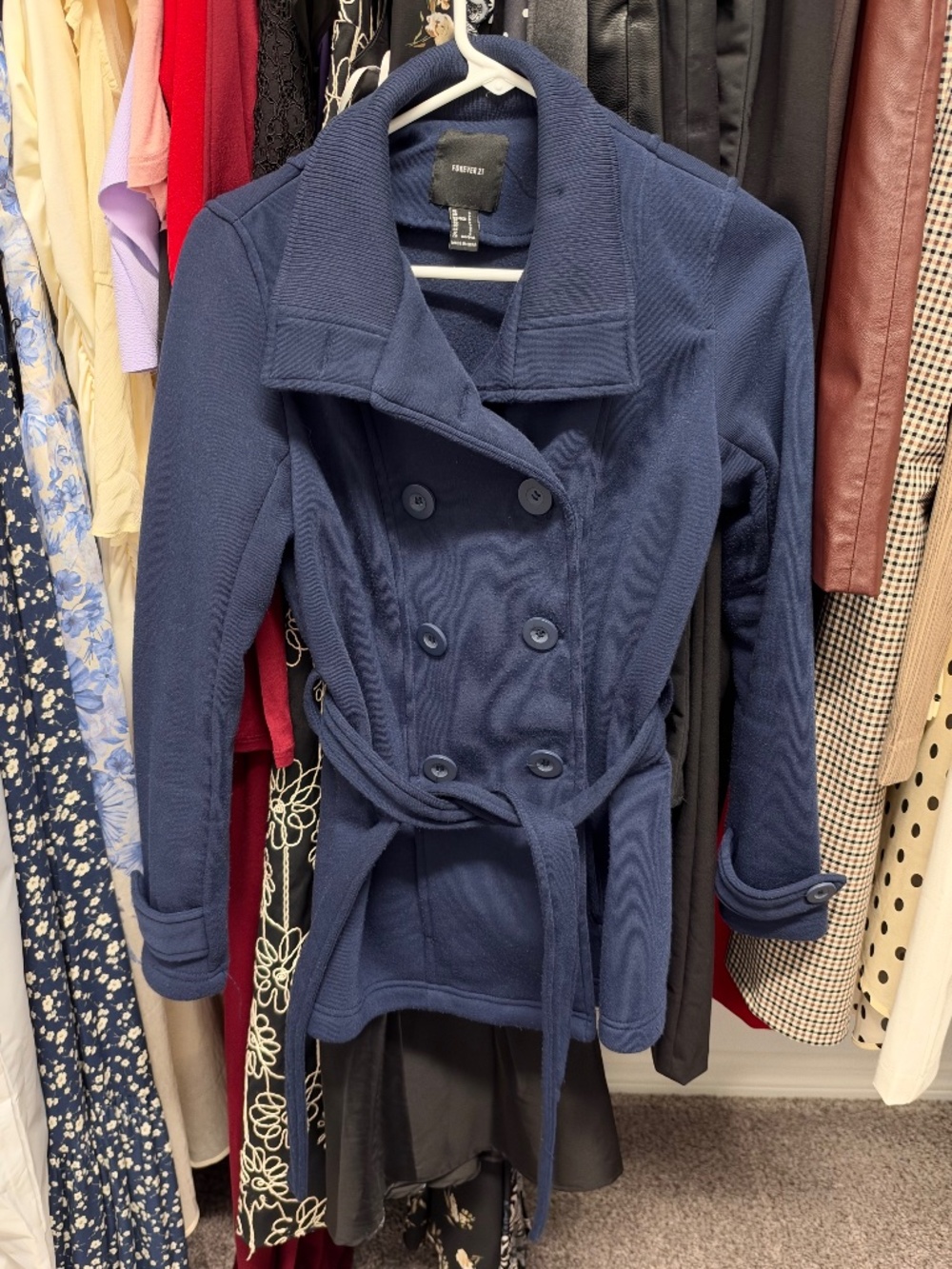 Forever21 navy belted peacoat